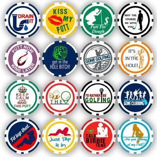 DA VINCI Golf Ball Marker Poker Chip Collection, 11.5 Gram Chips (16-Pack)