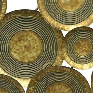 Three Hands Circle Metal Disc Abstract Wall Decor Gold 35 X 24