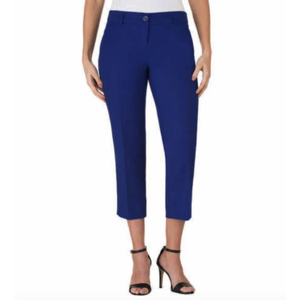 Hilary Radley Women's Stretch Cropped Capri Dress Pants Blue Sz 4 6