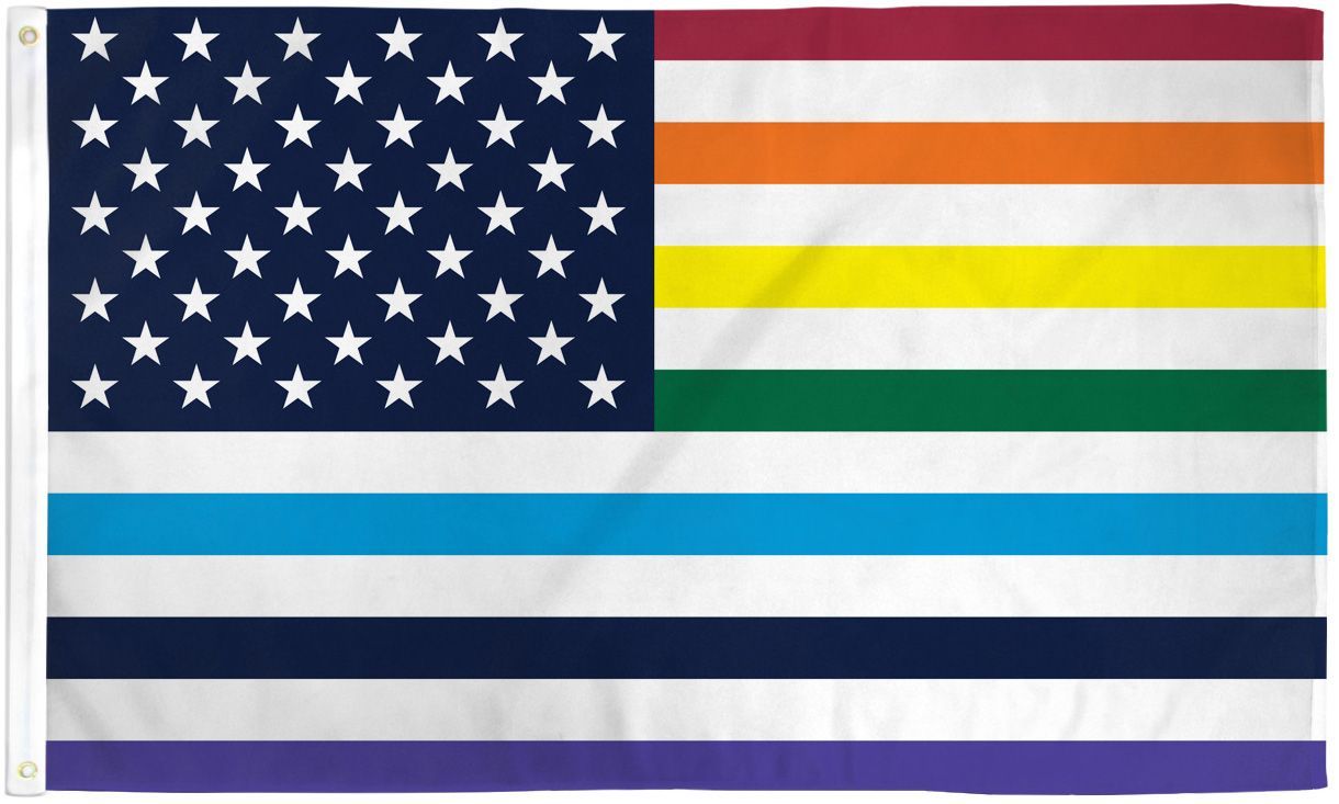 Fi Old Glory Us Rainbow Flag 3x5 Ft Gay Lesbian Lgbt Pride Usa America New Glory