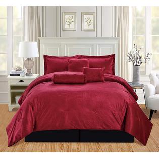 A1 Linens 7pc Cal King Solid Burgundy Red Black Micromink Velvet