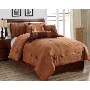A1 Linens Cal King Chocolate Brown Gold Rustic Western Micro Suede