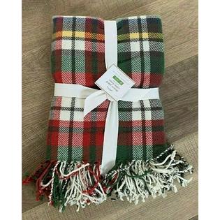 Pottery Barn Denver Plaid Table Throw Christmas Red Green Holiday