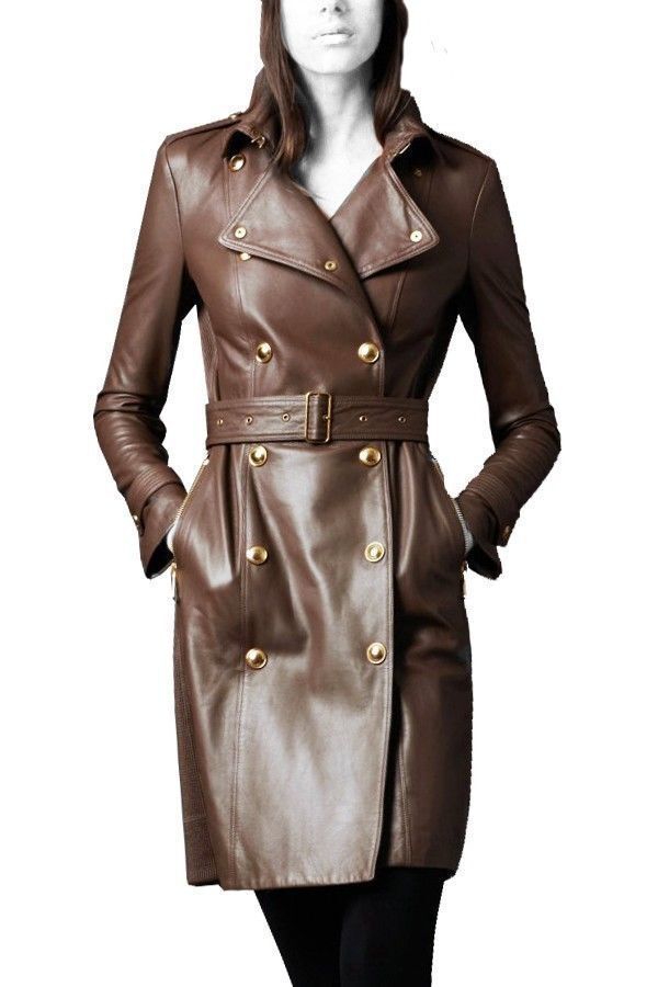 Zayn Leather New Women's Brown Genuine Leather Soft Lambskin Trench ...