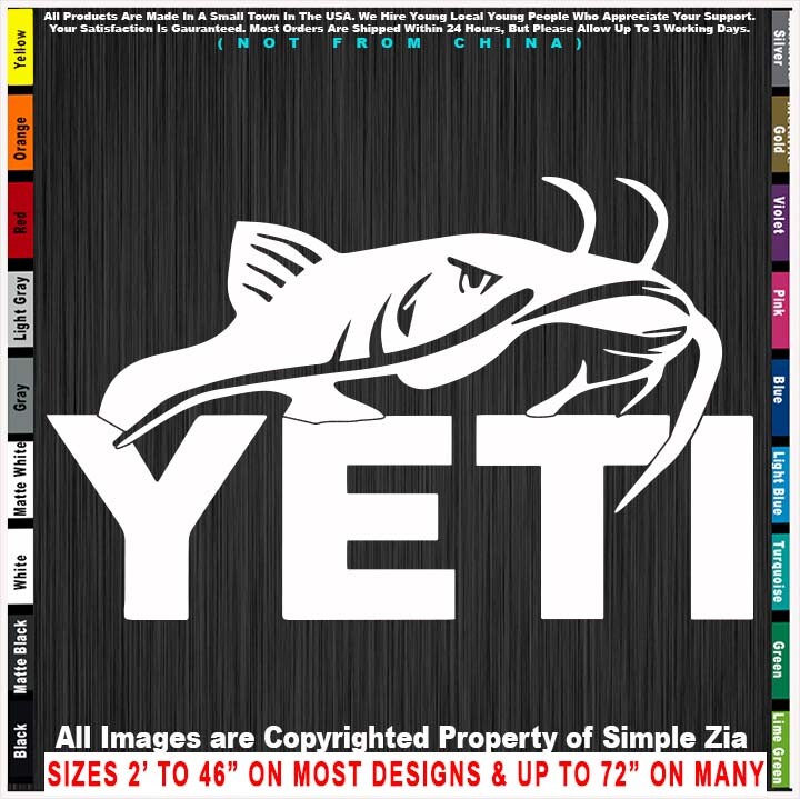 Simple Zia Yeti Catfish Hunt Fish Archery Rambler Cooler Drink Mug Ice Chest Sticker Decal