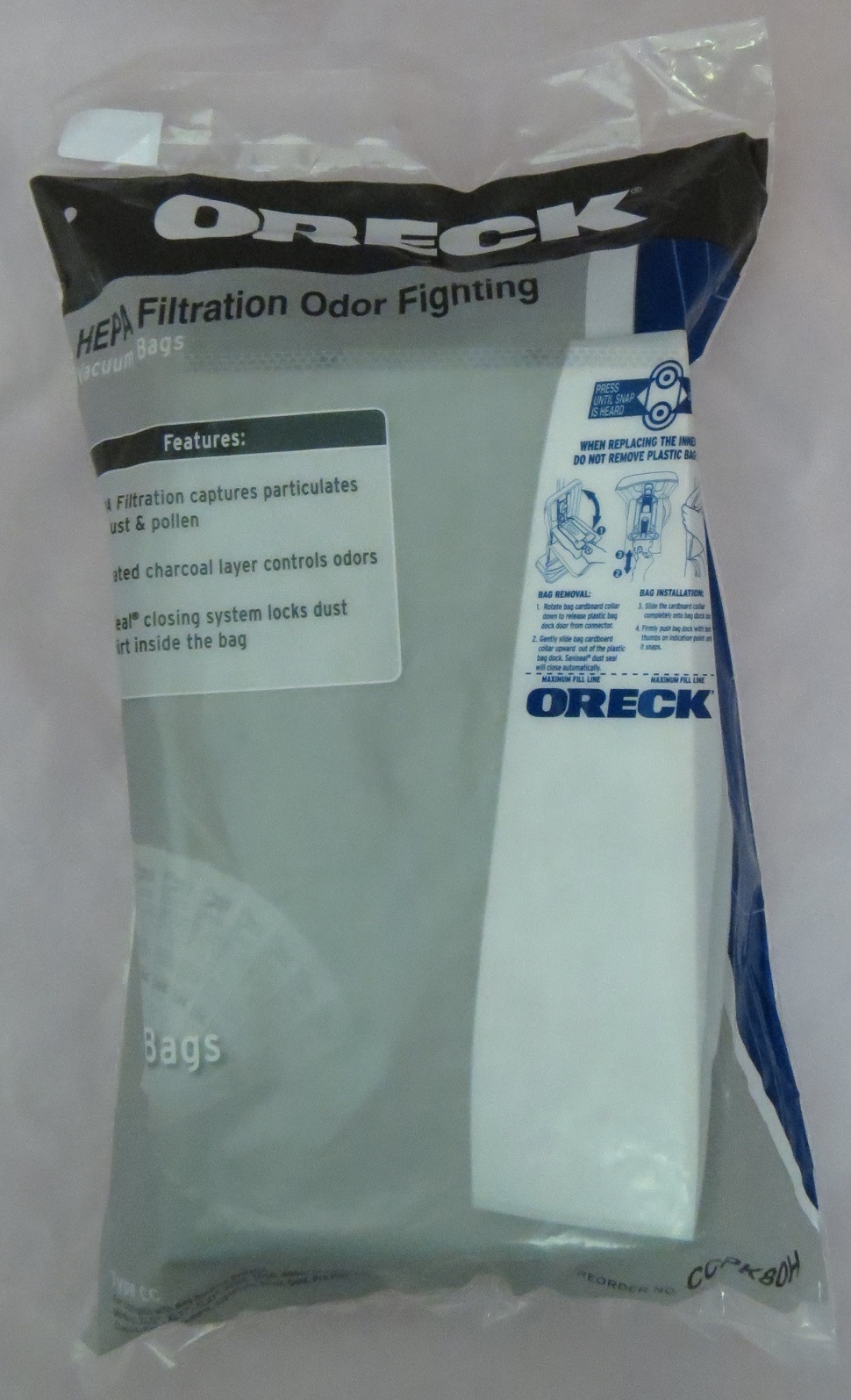 Oreck 8x Genuine Oreck Hepa Filtration Anti Odour Type Cc Ccpk80h Vacuum Bags 3406