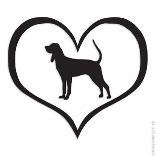 Southern Decalz Black Tan Coonhound Dog Heart Decal Sticker Choose Color Size 1427