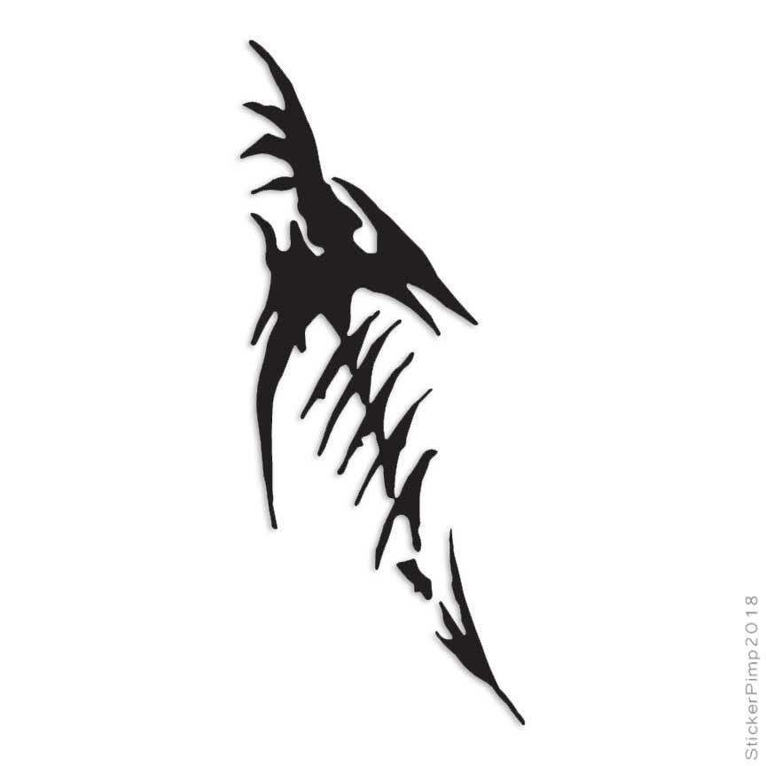 Sticker Pimp Fish Tribal Skeleton Decal Sticker Choose Color Large Size Lg290