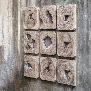 Uttermost Handcrafted Natural Wood Wall Decor Whitewashed Modern