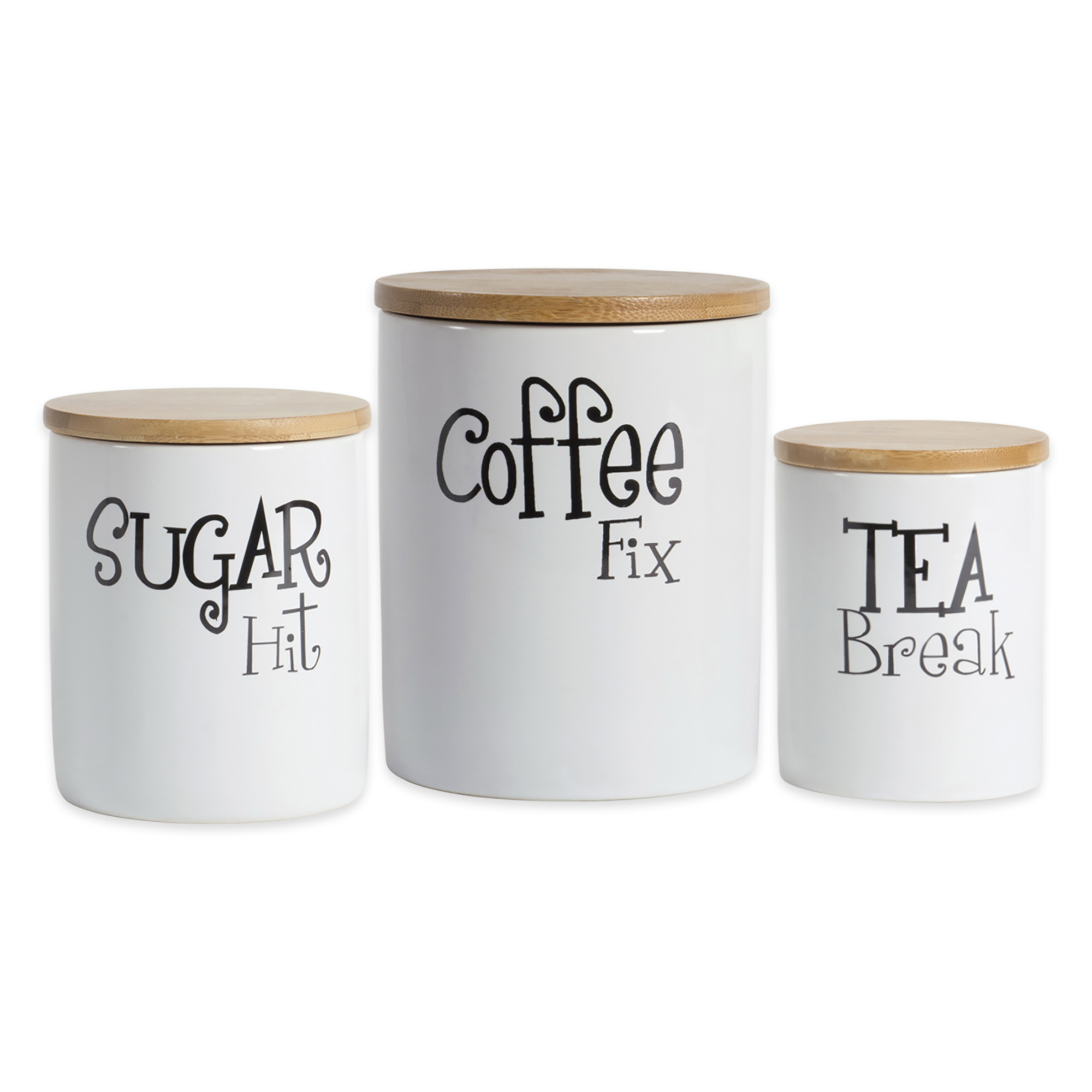 DII White Coffee/Sugar/Tea Ceramic Canister (Set of 3)