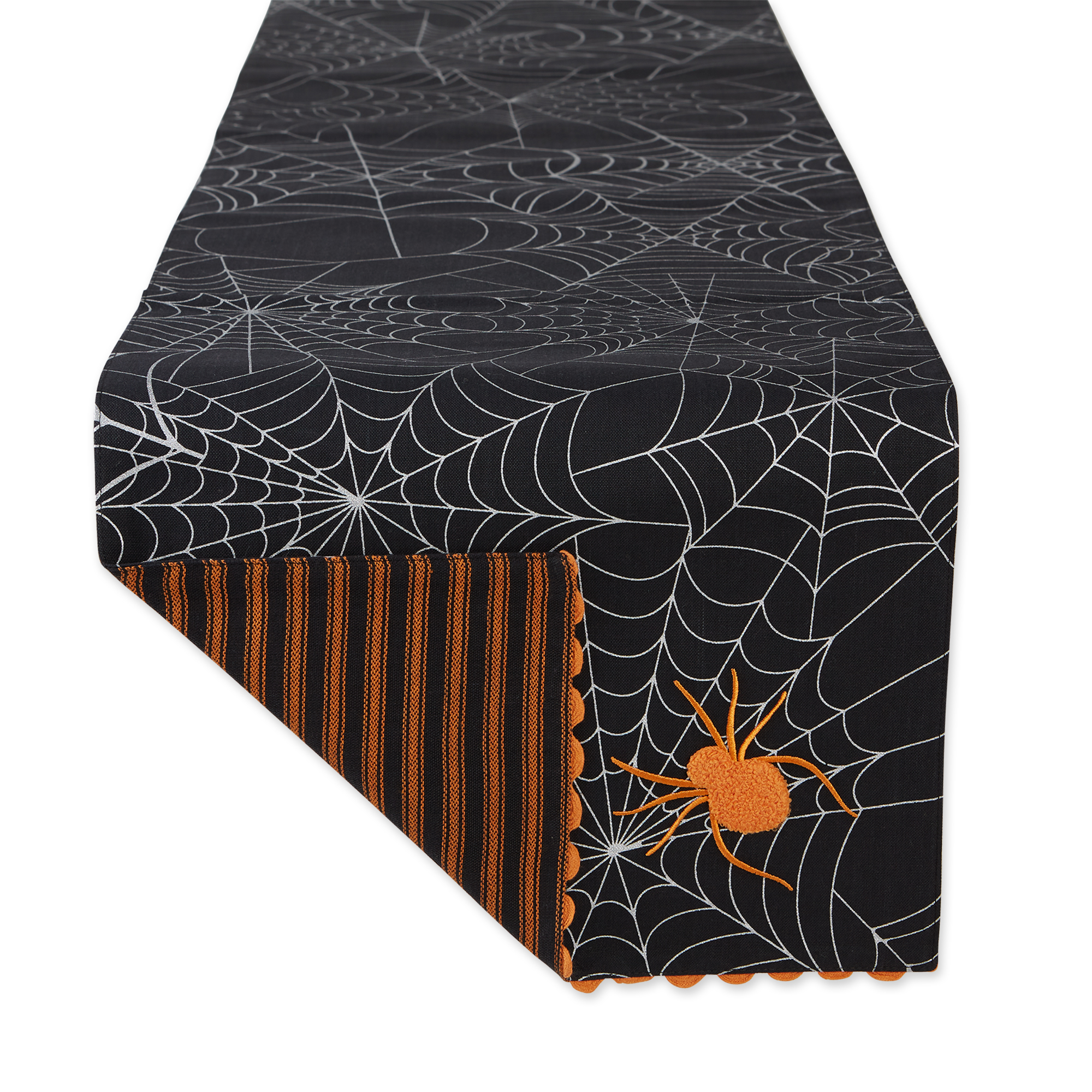 DII Design Imports DII Halloween Happy Haunting Spooky Spider Reversible Table Runner 14x70"