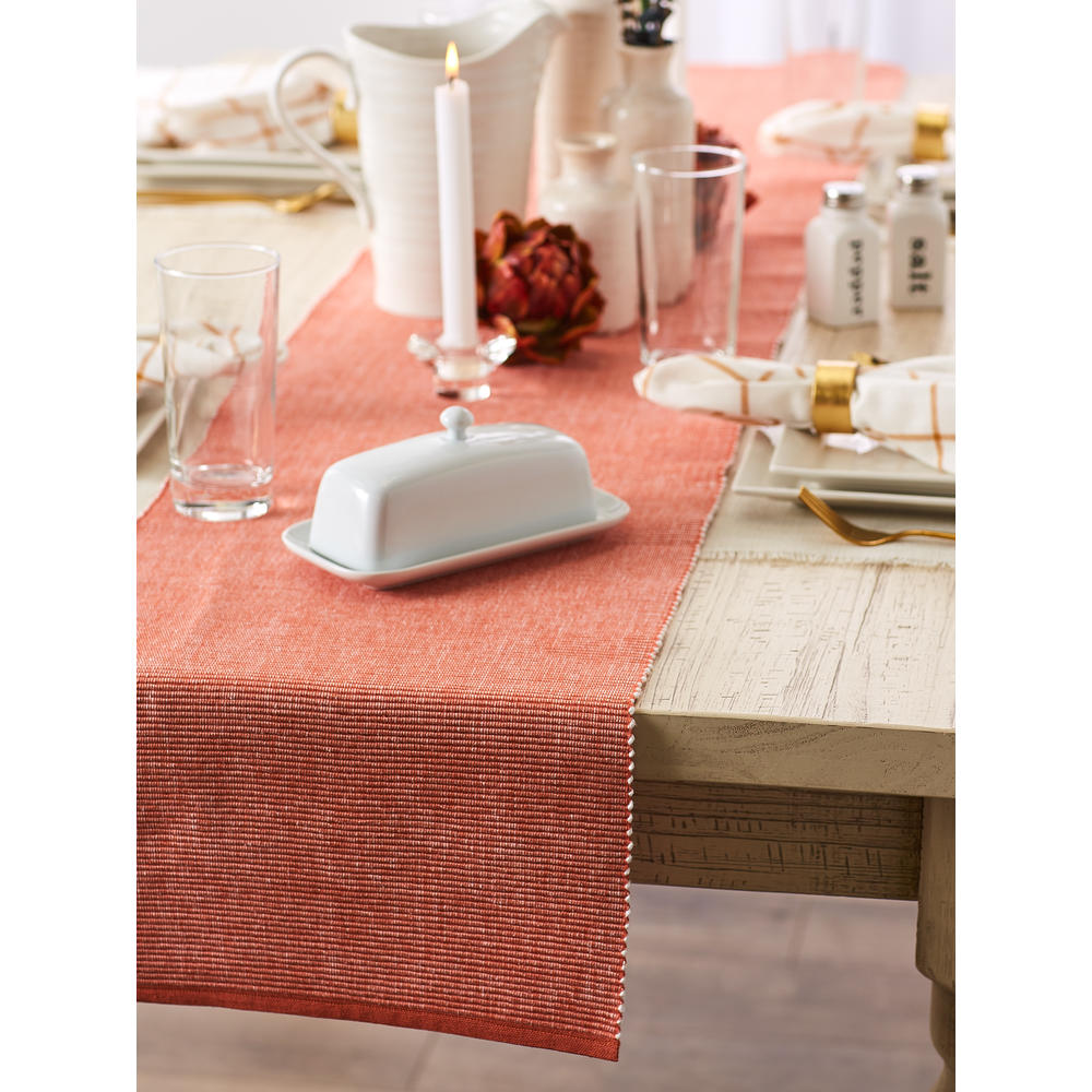 DII Vintage Red & White 2-Tone Ribbed Table Runner