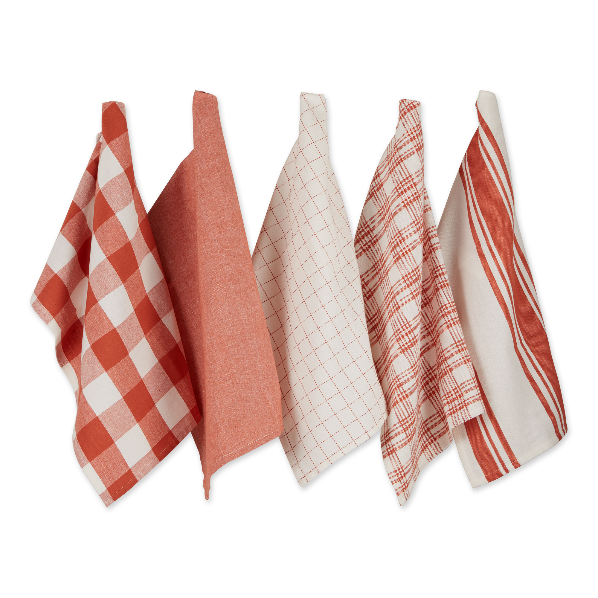 DII Midwest Design Imports Design Imports CAMZ12332 18 x 28 in. Assorted Vintage Red Everyday Dishtowel - Set of 5
