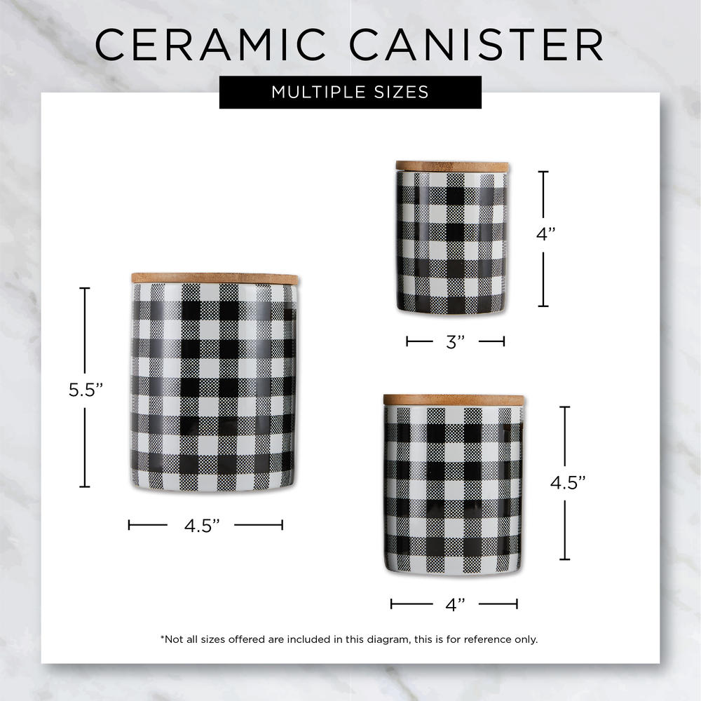 DII Black & White Buffalo Check Ceramic Canister (Set of 3)