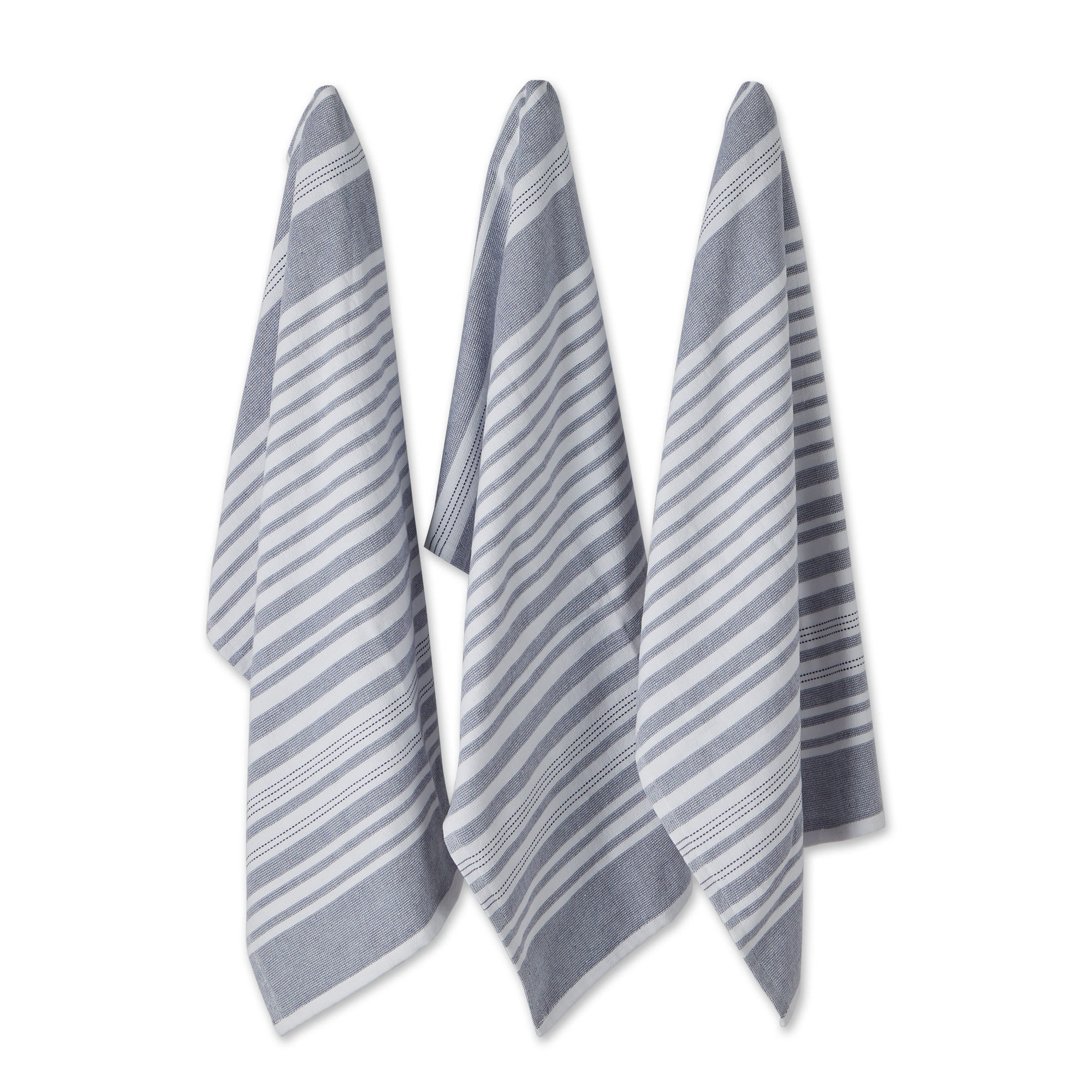 DII FRENCH BLUE FRENCH TERRY VARIEGATED STRIPE DISHTOWEL 3 PIECE