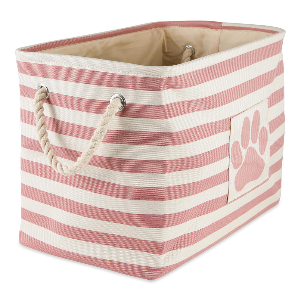 Bone Dry Polyester Pet Bin Stripe With Paw Patch Rose Rectangle Large