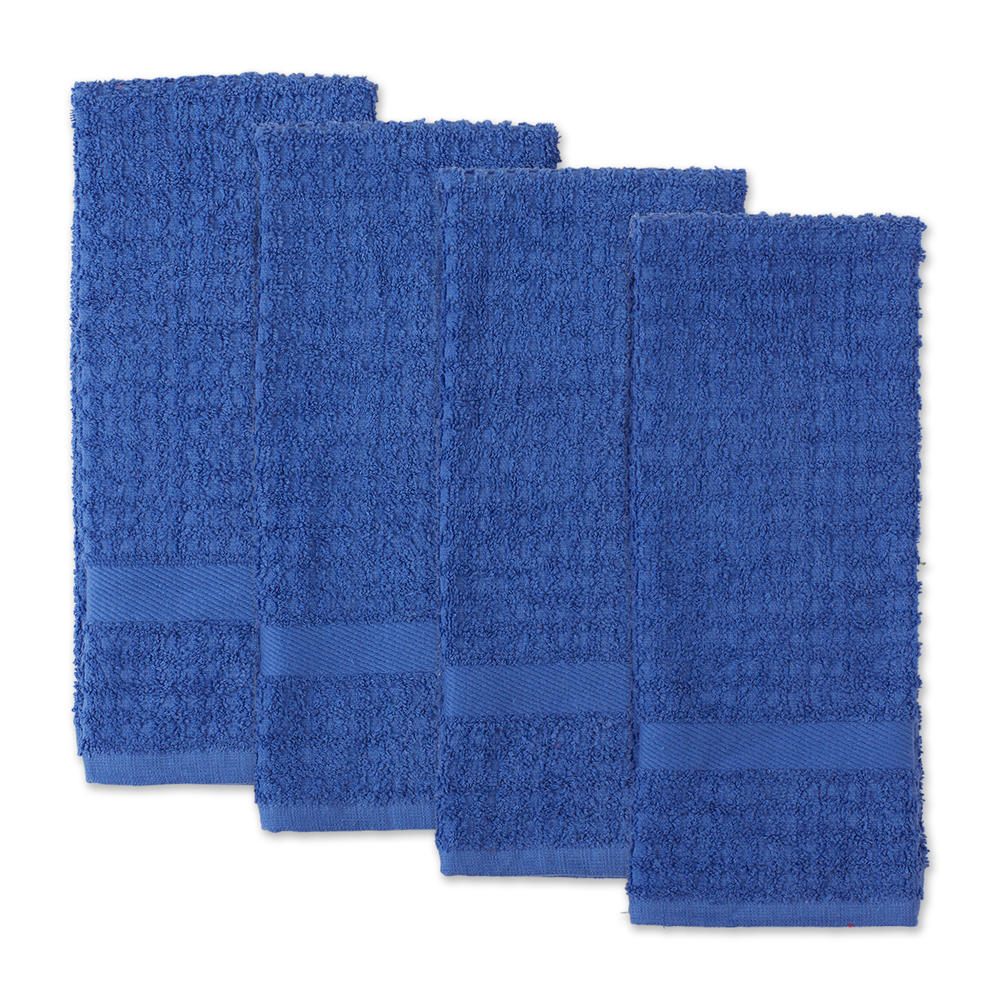 DII Solid Blueberry Waffle Terry Dishtowel Set of 4