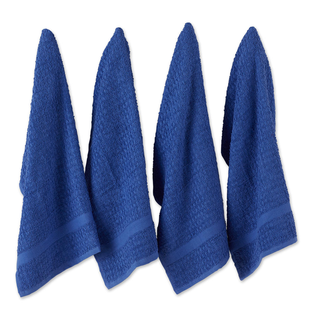 DII Solid Blueberry Waffle Terry Dishtowel Set of 4