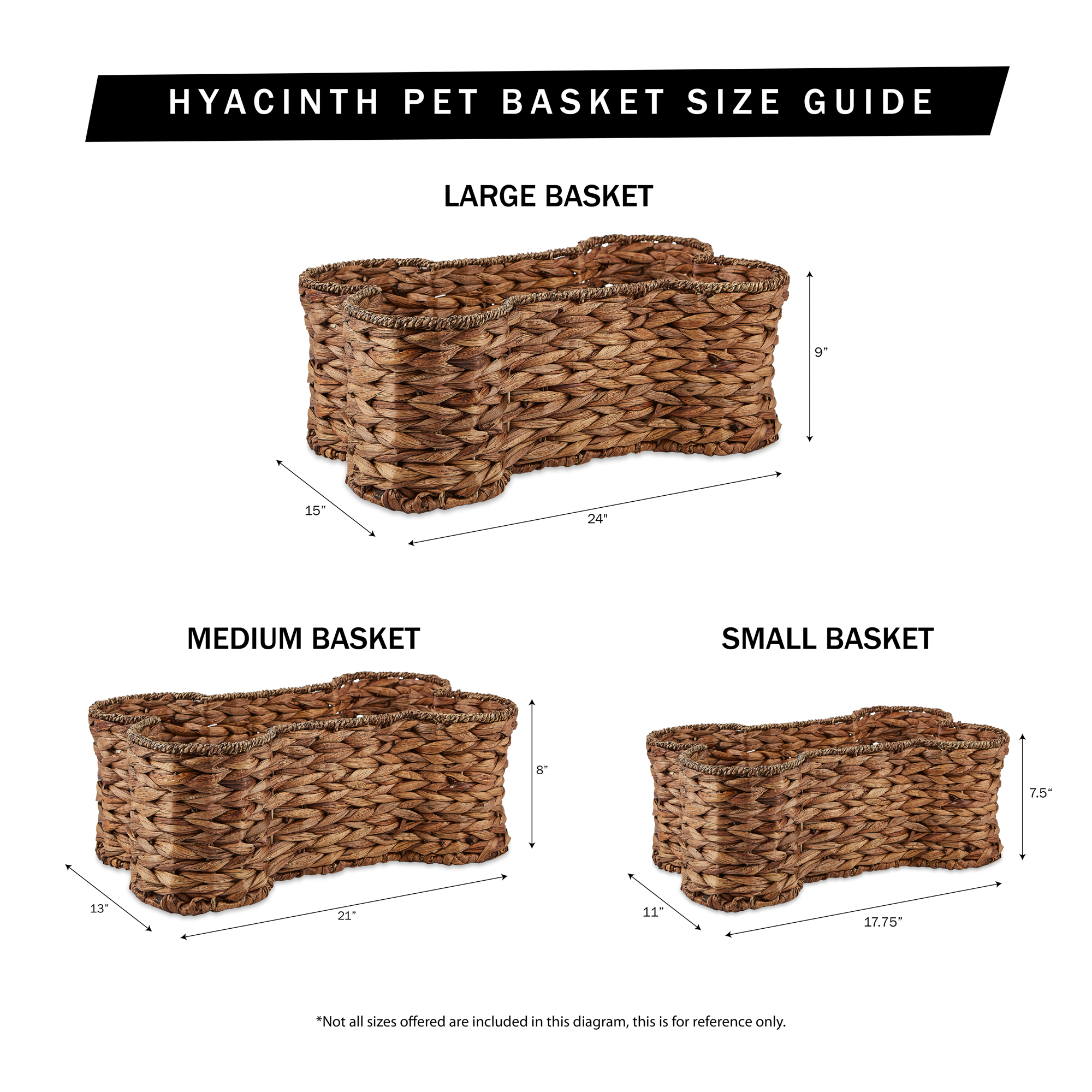 Bone Dry Gray Wash Hyacinth Bone Pet Basket Medium 21x13x8