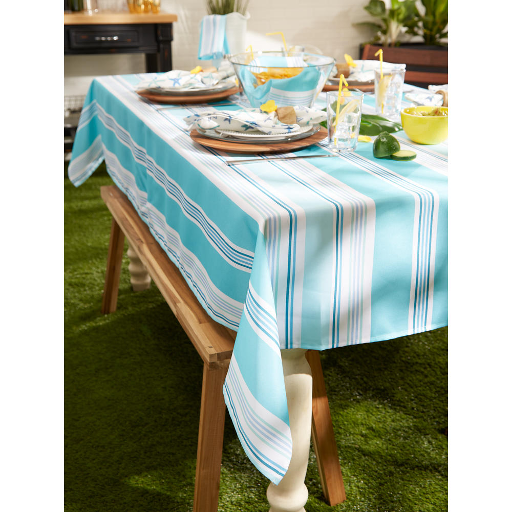 DII Beach House Stripe Print Outdoor Tablecloth