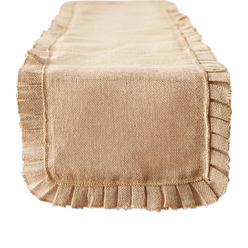 DII Design Imports DII Natural Ruffle Trim Jute Table Runner, 14x108 inch