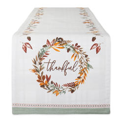 DII Thanksgiving Thankful Autum, Fall Leaves, Reversable Table Runner 14x108"