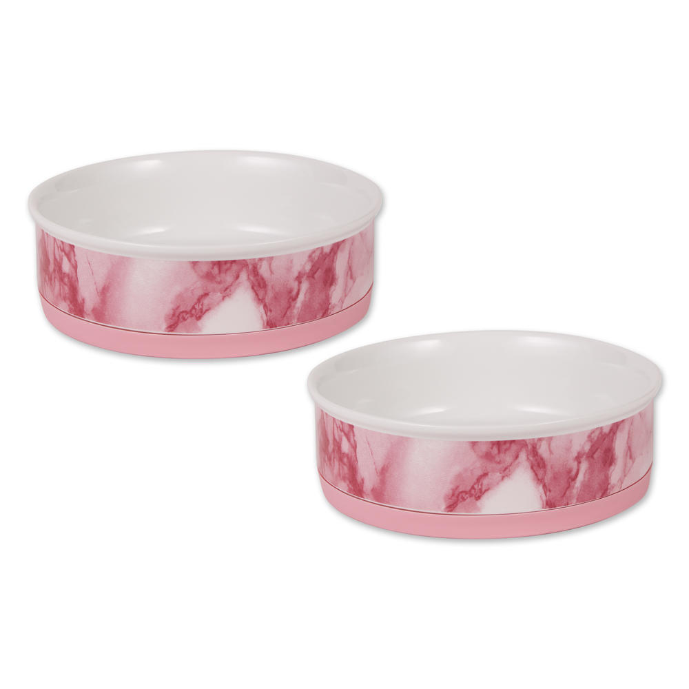 Bone Dry Pet Bowl Pink Marble Large 7.5Dx2.4H (Set of 2)