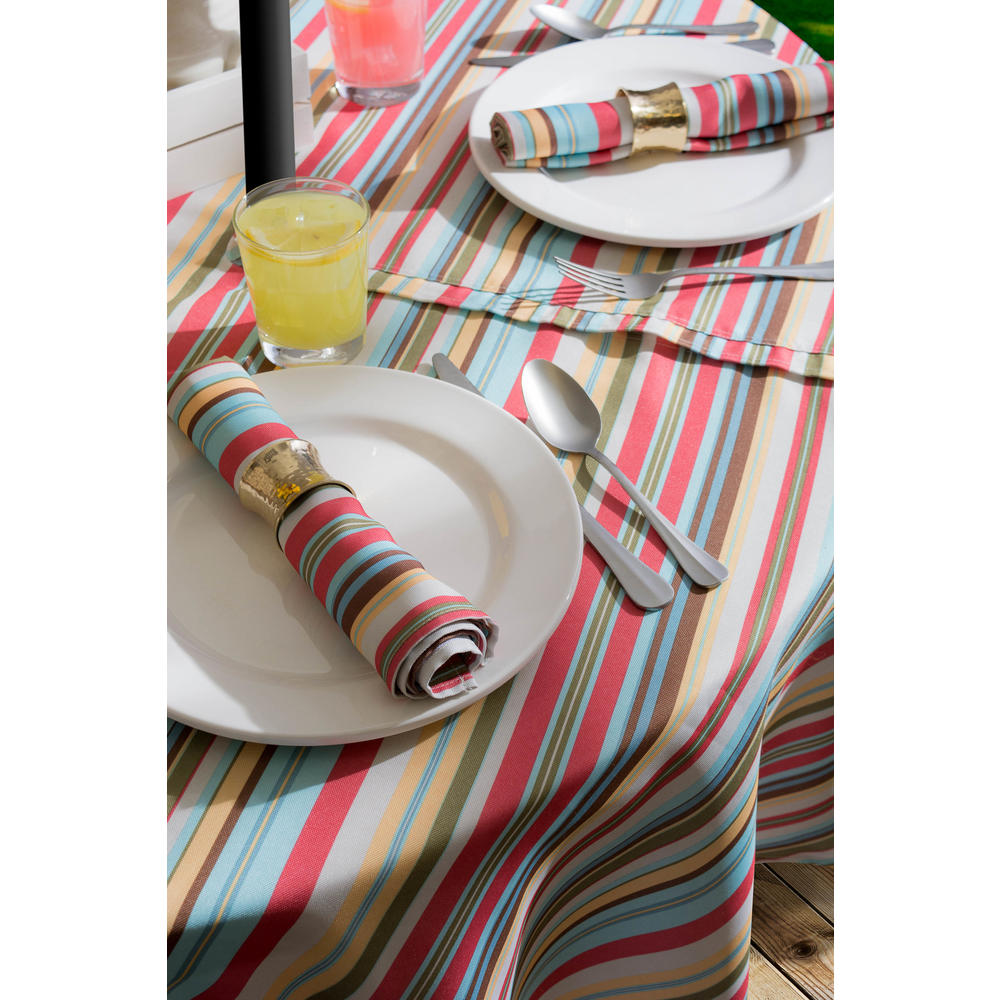 DII Summer Stripe Outdoor Tablecloth With Zipper