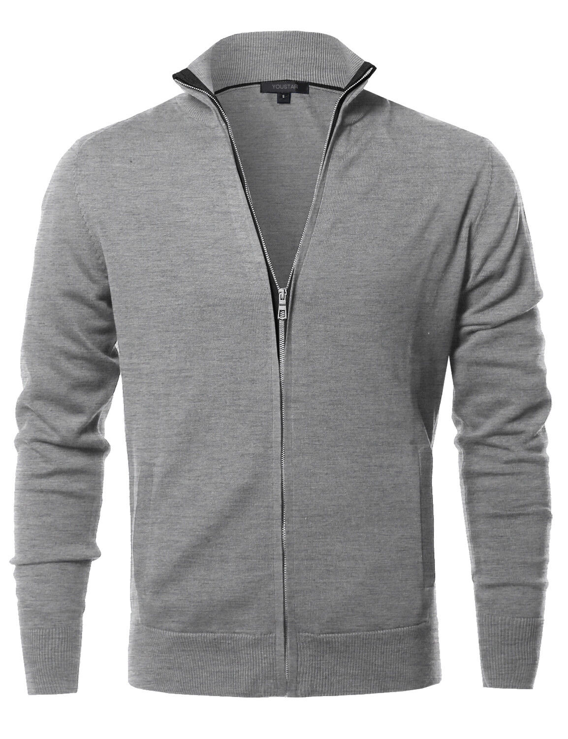 FashionOutfit Men's Classic Full Zip Up Mock Neck Basic Sweater ...