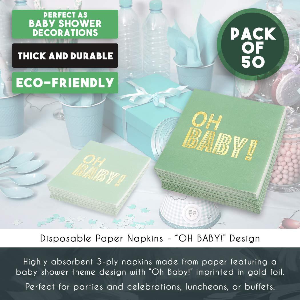 Blue Panda Baby Shower Cocktail Napkins 50 Pack Gold Foil Oh