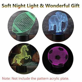 Niceco 2 Pack 3d Night Led Light Lamp Base Remote Control Usb Cable Black