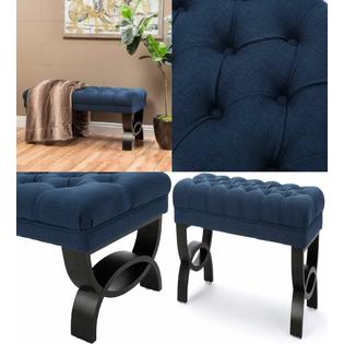 Christopher Knight Home Reddington Dark Blue Tufted Fabric Ottoman
