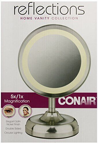 Conair Be93 Double Sided Lighted Mirror Satin Nickel Finish - Conair Double Sided Lighted Makeup Mirror With 5x Magnification Conair Be93 Double Sided Lighted Mirror Satin Nickel Finish - Conair Double Sided Lighted Makeup Mirror With 5x Magnification
