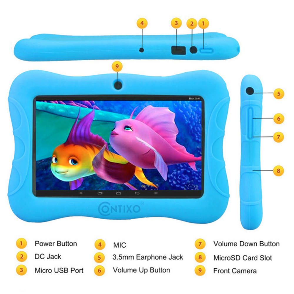 Contixo V9-3-32 7 Inch Kids Tablet, 2GB RAM 32 GB ROM, Android 10 Tablet, Educational Tablets for Kids (Blue)