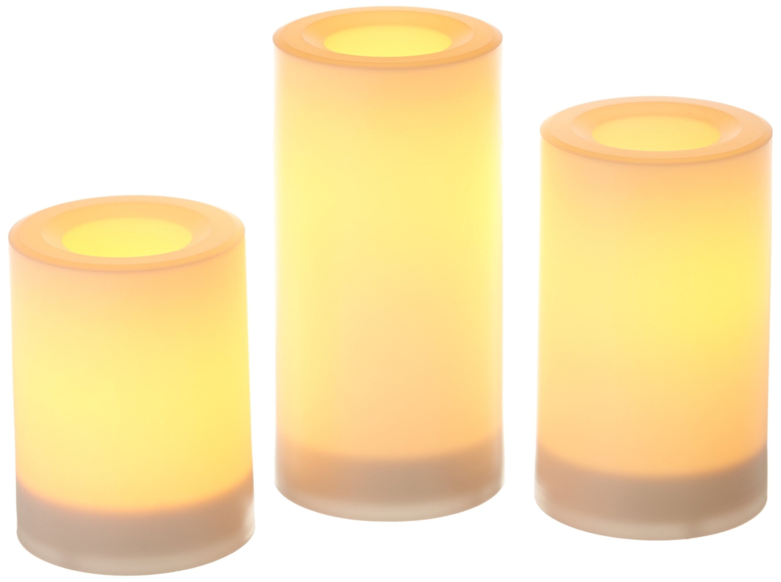 Inglow Flameless Round Outdoor Candles With Timer White Set Of 3 Inglow Flameless Round Outdoor Candles, Inglow Outdoor Flameless Candles With Timer