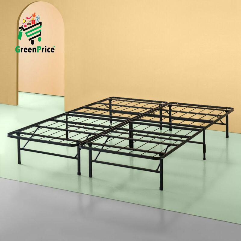 Zinususa 14 Bed Frame California King Size Metal Platform Low Raised Foldable Heavy Duty Bed Frame California King Size, Raised King Size Bed Frame