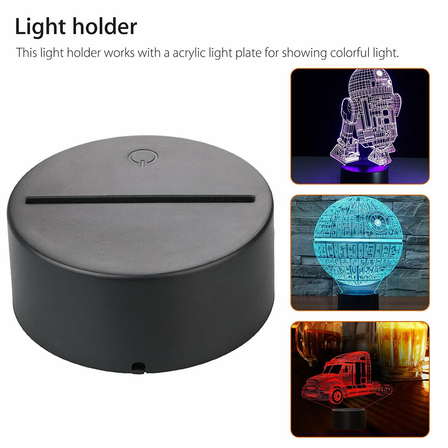 Eeekit 2 Pack 3d Night Led Light Lamp Base Remote Control Usb
