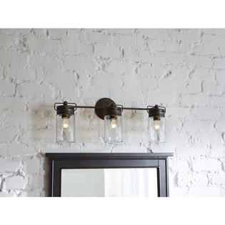 Allen Roth Bathroom Vanity 3 Light Fixture Aged Bronze Mason Jar Wall Lighting Mason Jar Wall Lighting Allen Roth