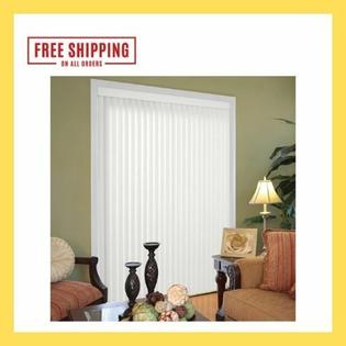 Hampton Bay Cordless Window Blinds 104 W X 84 Lcrown White Pvc Vertical Shade Room Darkening - Sears Vertical Blinds For Patio Doors