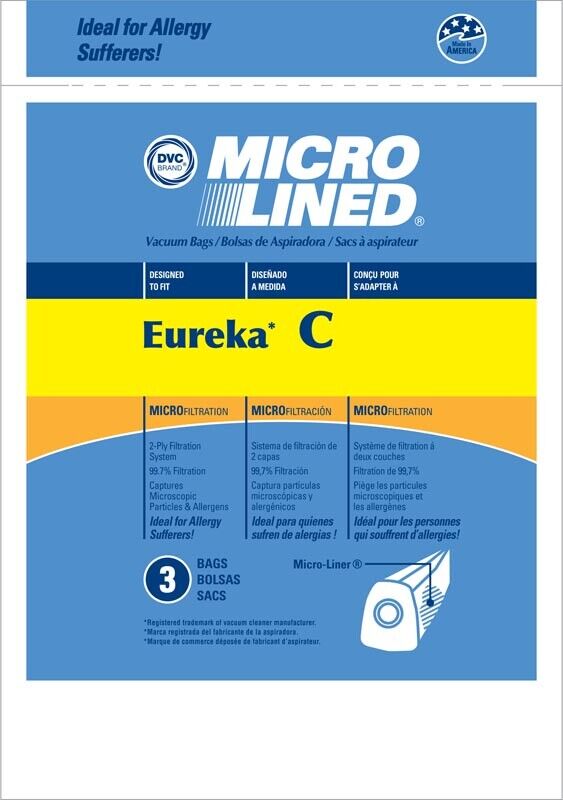 DVC [12 Bags] Eureka Style C Mighty Mite Micro Allergen Vacuum Cleaner Bags by DVC Made in USA
