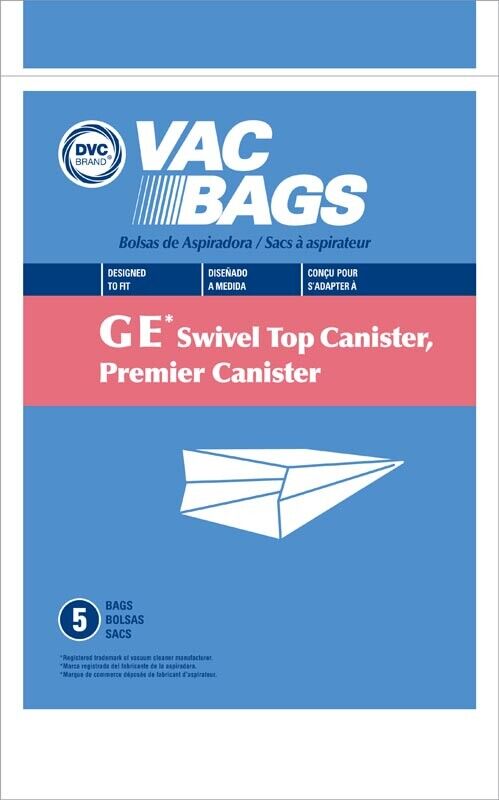 DVC [30 Bags] GE Swivel Top Canister Premier Canister Vacuum Cleaner Bags by DVC Made in USA