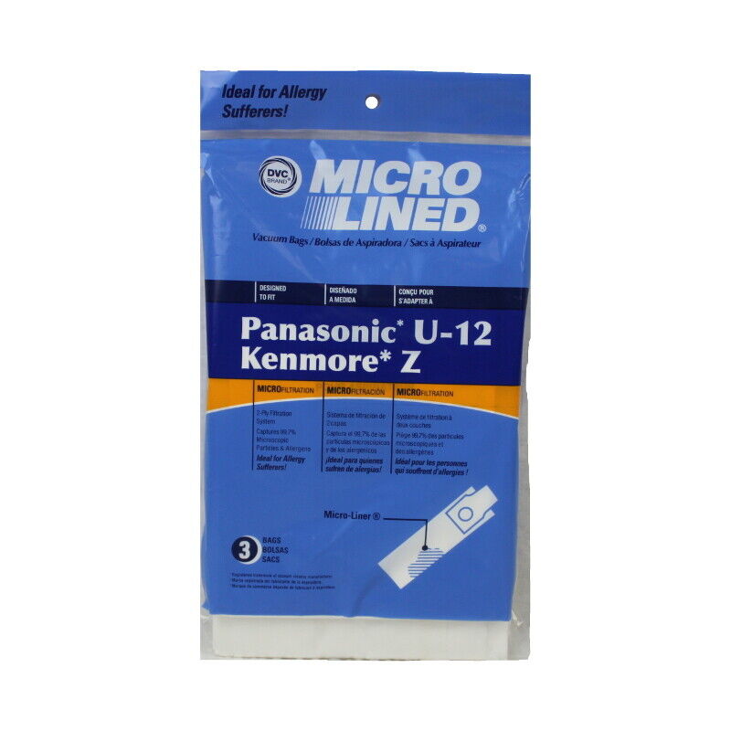 DVC [63 Bags] Panasonic Kenmore Style U-12 Z Micro Allergen Vacuum Cleaner Bags by DVC