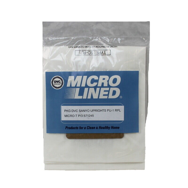 DVC [6 Bags] Sanyo Style PU-1 571245 Micro Allergen Vacuum Cleaner Bags by DVC Made in USA