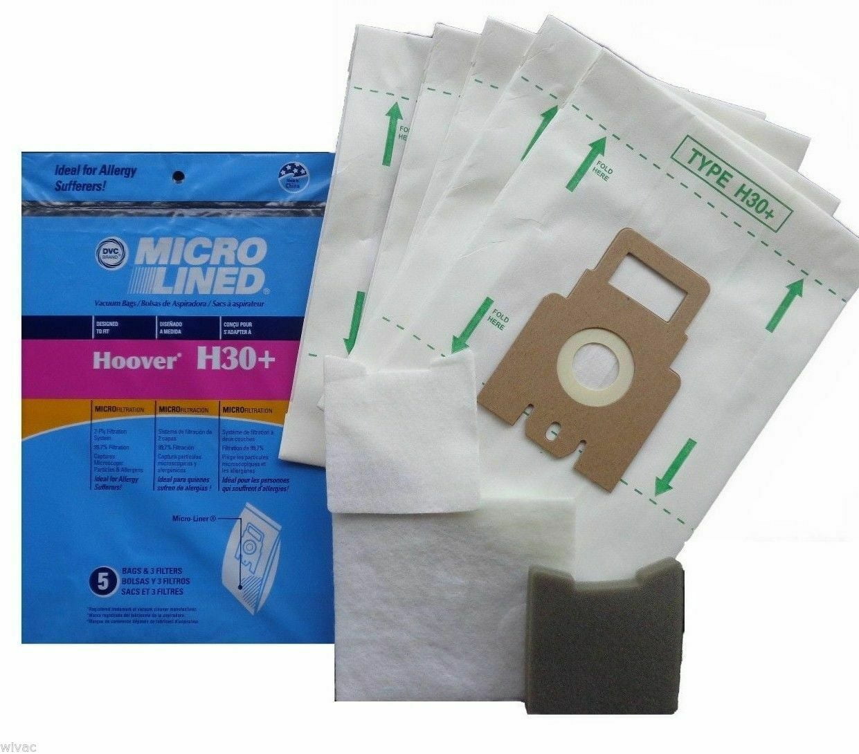 DVC [20 Bags] Hoover H30 40101001 Micro Allergen Vacuum Cleaner Bags by DVC Made in USA