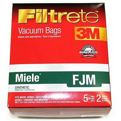 3M [10 Bags + 4 Filters] Miele Style F J M Vacuum Bags Type Cloth Fiber Anti Allergen Filtration by 3M