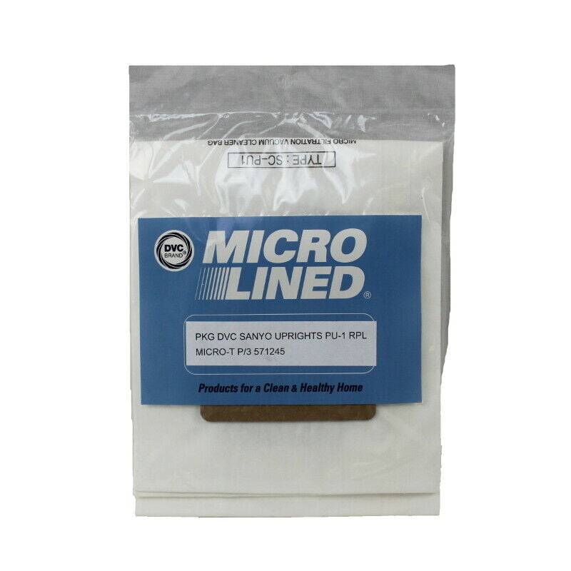 DVC [15 Bags] Sanyo Style PU-1 571245 Micro Allergen Vacuum Cleaner Bags by DVC Made in USA