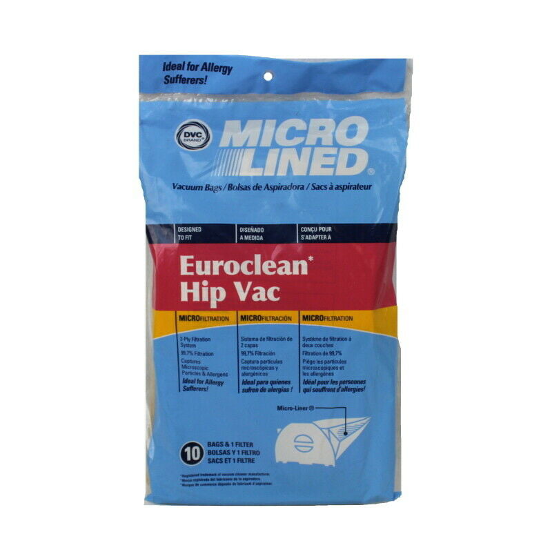 DVC [15 Bags] Euroclean Hip Vac Micro Allergen Vacuum Cleaner Bags by DVC Made in USA