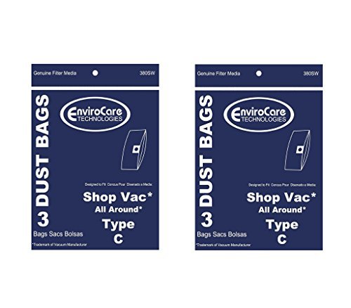 EnviroCare 6 ShopVac Type C #9066900 Wet/Dry Vacuum Bags Shop Vac
