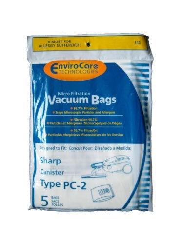 Electric Vac LLC EnviroCare 5 Sharp PC-2 Canister Allergen Vacuum Cleaner Bags EC-10PC2 EC-05PC2