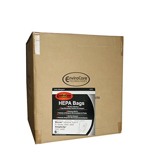 Electric Vac LLC 150 Riccar Vibrance Simplicity 5000, 6000 Type a Hepa Bags, Commercial, Canister